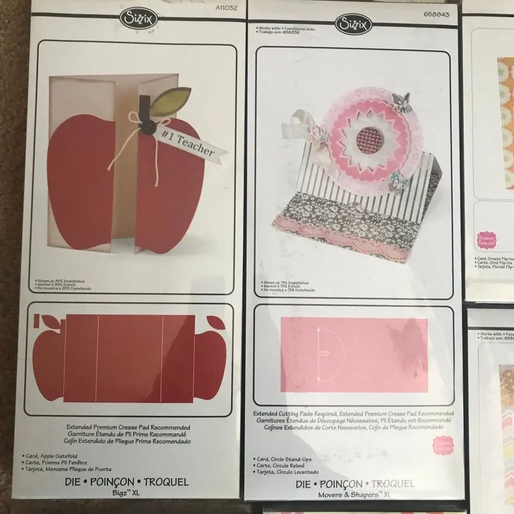 Lot 7 Sizzix Craft Kits supplies die embellish cards